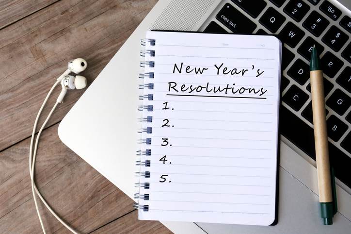 New Year's Resolutions List on Notepad